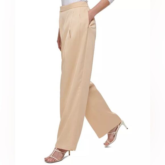 DKNY
Women's Mid Rise Crossover Pleat Wide-Leg Pants size 12p (b21) - Picture 1 of 8